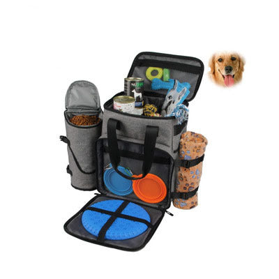 On-the-Go Pet Feeder Bag – Travel Food Carrier with Storage & Bowls
