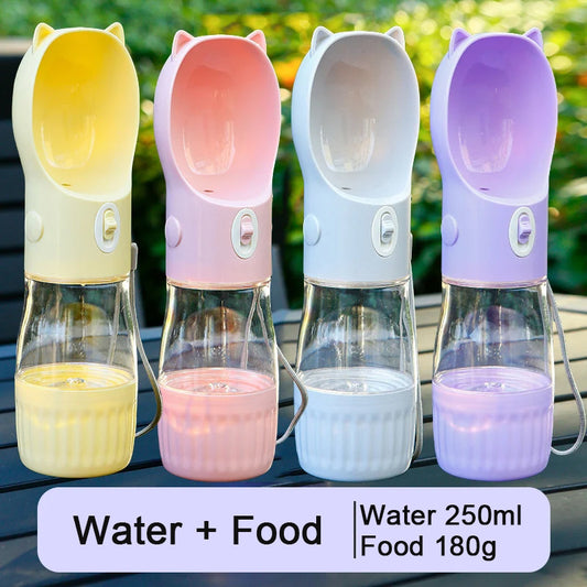 2 In 1 Portable Dog Water Bottle For Small Big Dogs Cat Outdoor Leak-proof Puppy Drinking Bowl With Food Container Pets Feeder Pet Products