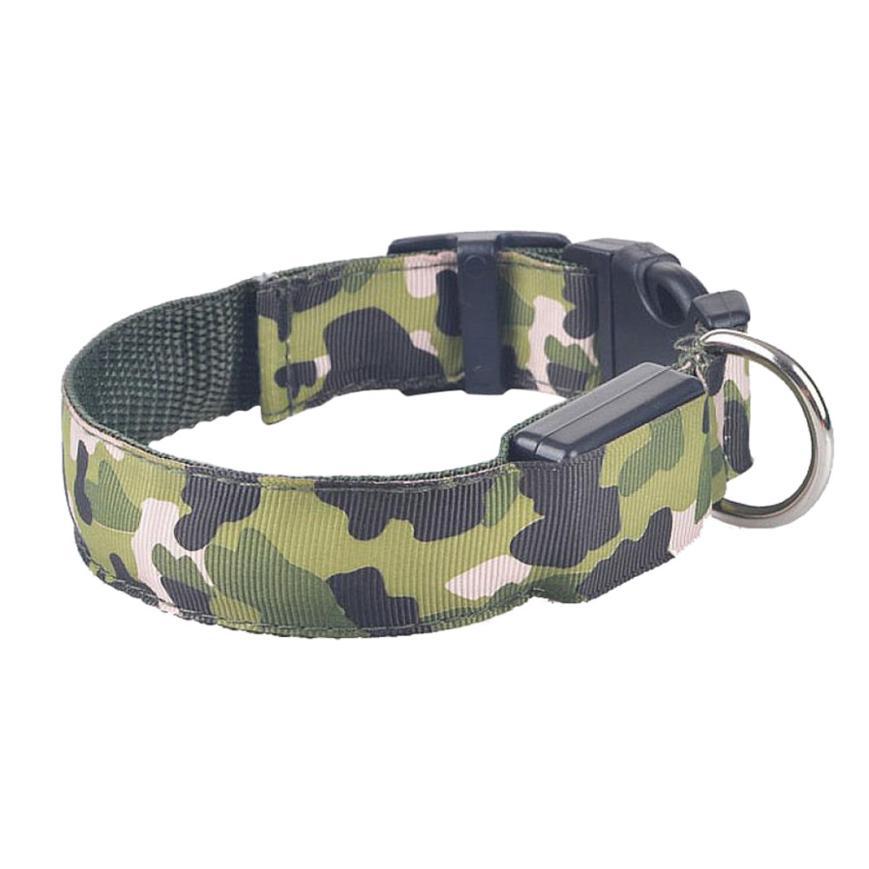 GlowGuard Camo Dog Collar – Light Up Your Pet’s Night Adventures!