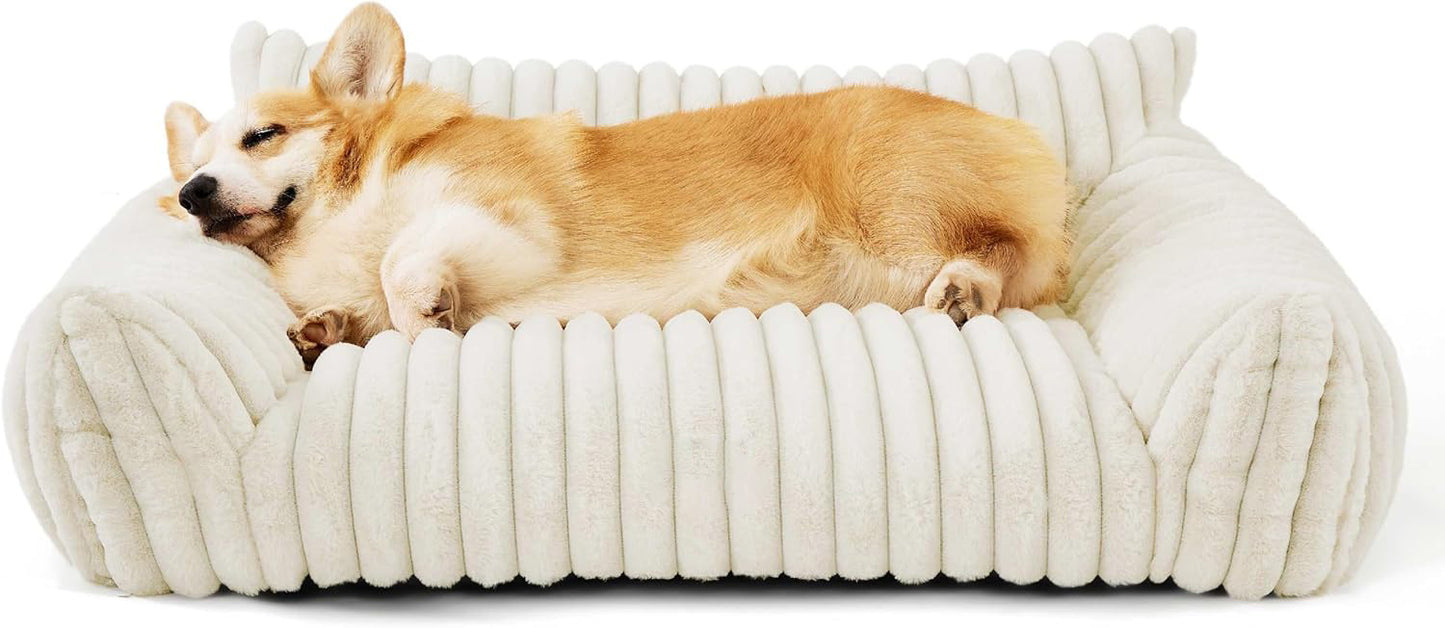 Plush Pet Lounger with Removable Cover — Bedsure Corduroy Pet Couch
