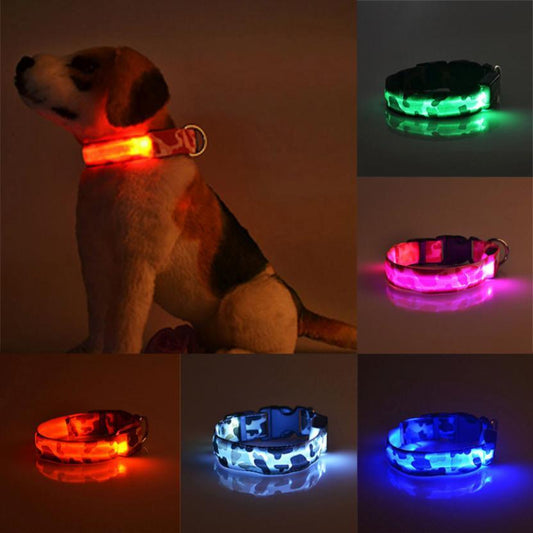GlowGuard Camo Dog Collar – Light Up Your Pet’s Night Adventures!