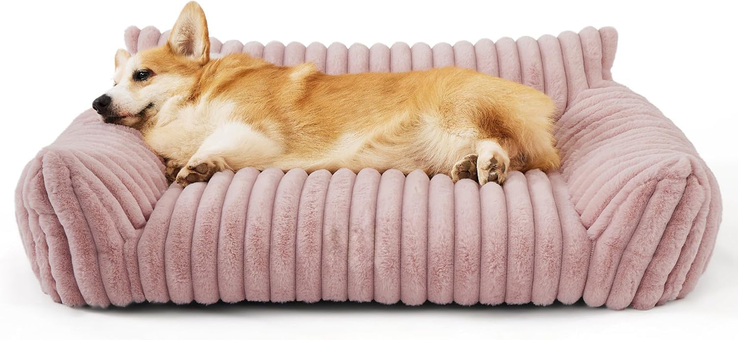 Plush Pet Lounger with Removable Cover — Bedsure Corduroy Pet Couch