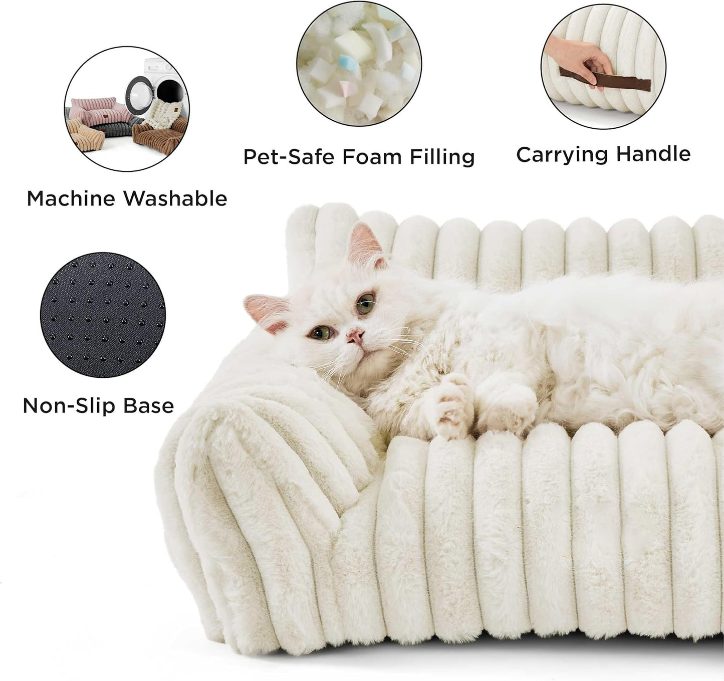 Plush Pet Lounger with Removable Cover — Bedsure Corduroy Pet Couch