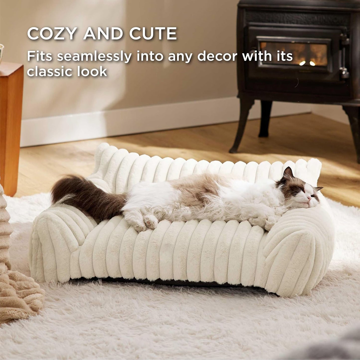 Plush Pet Lounger with Removable Cover — Bedsure Corduroy Pet Couch
