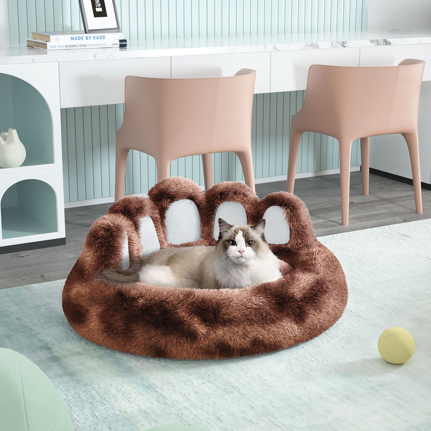Cozy Bear-Paw Pet Kennel – Thickened Fluffy Bed with Washable Mat