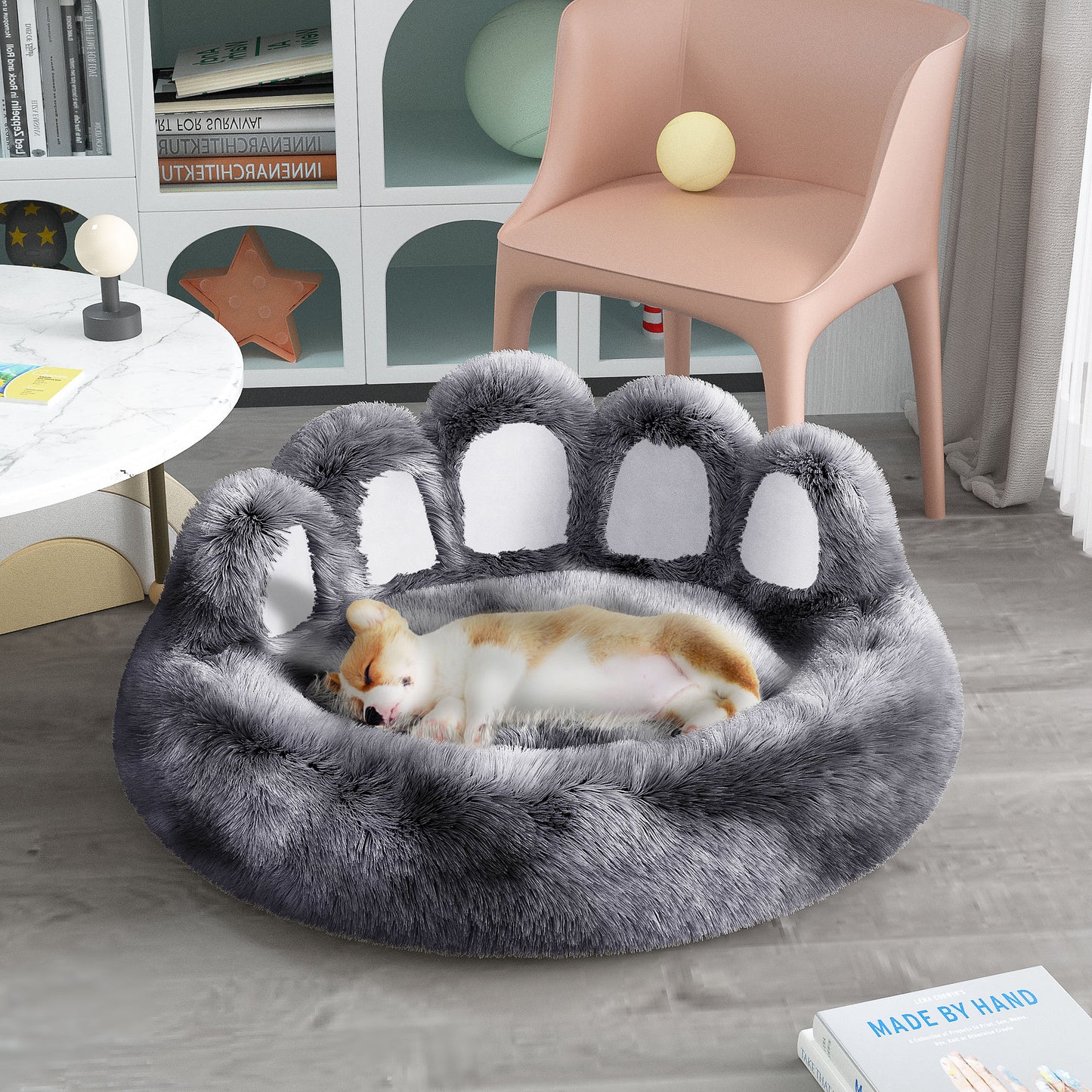Cozy Bear-Paw Pet Kennel – Thickened Fluffy Bed with Washable Mat