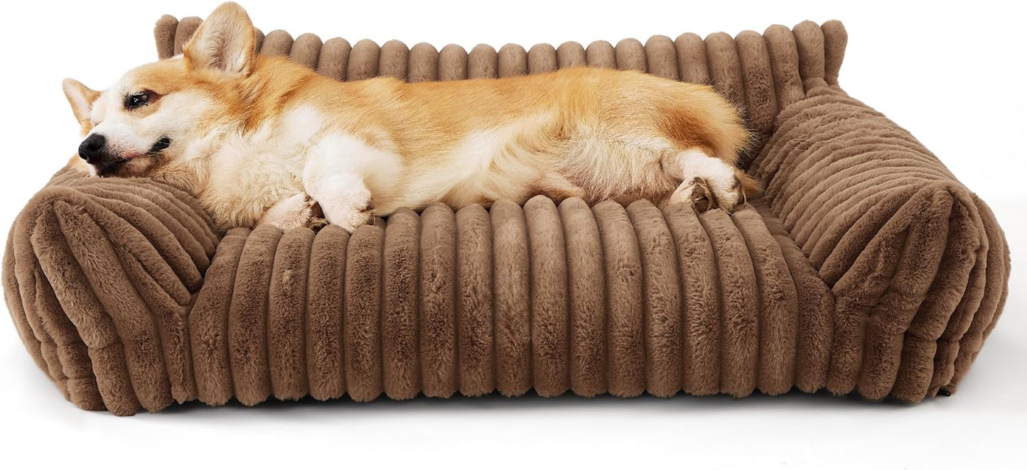 Plush Pet Lounger with Removable Cover — Bedsure Corduroy Pet Couch