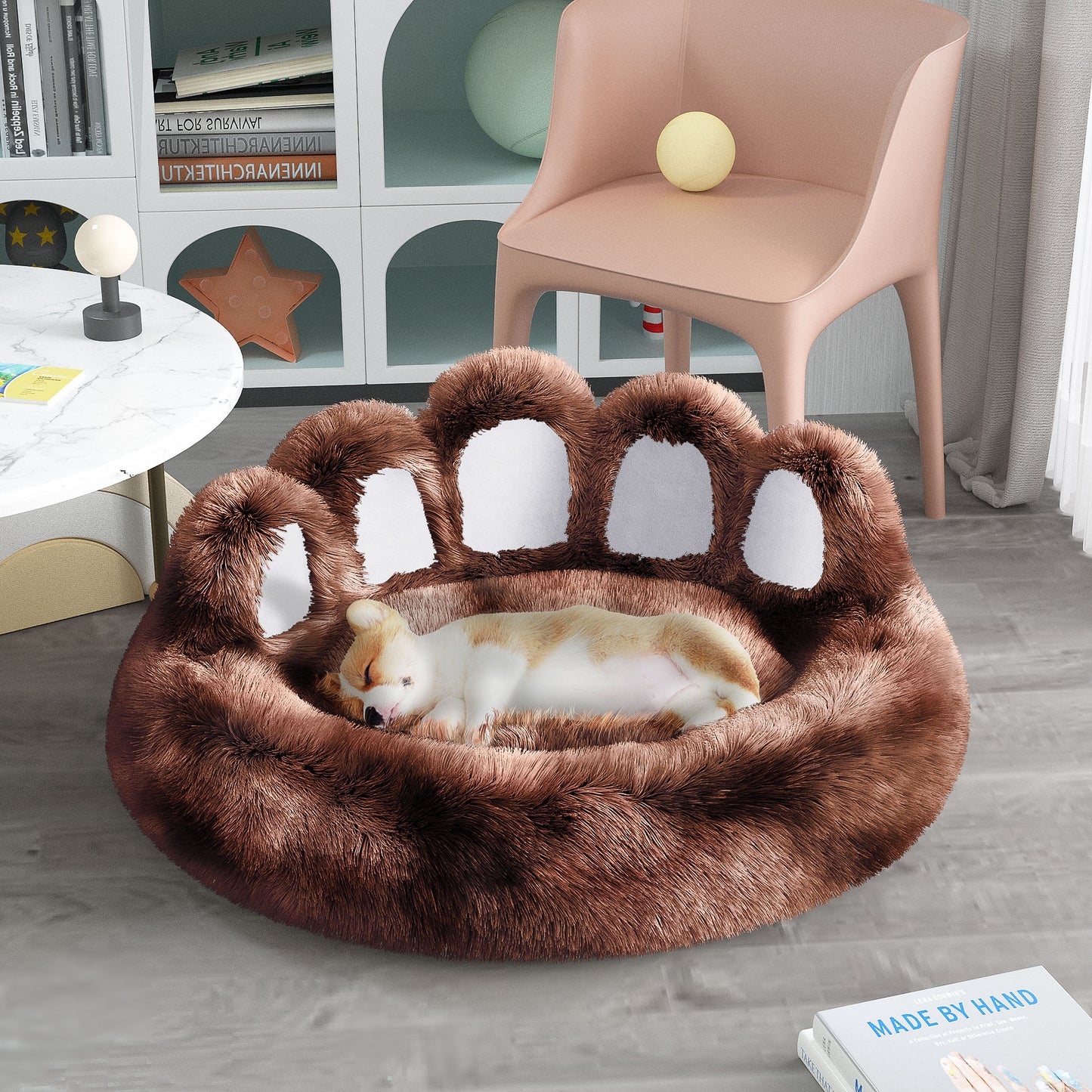 Cozy Bear-Paw Pet Kennel – Thickened Fluffy Bed with Washable Mat