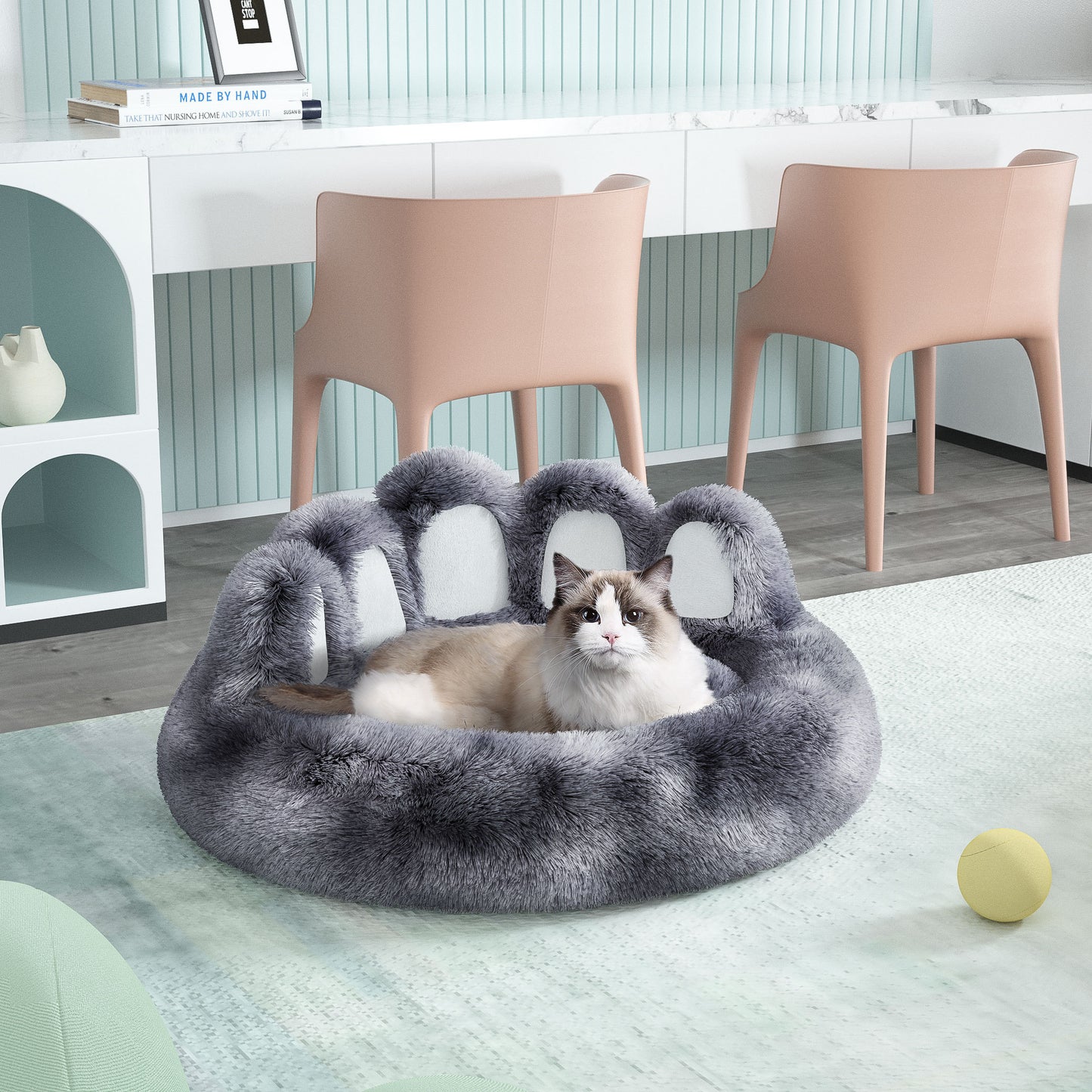 Cozy Bear-Paw Pet Kennel – Thickened Fluffy Bed with Washable Mat