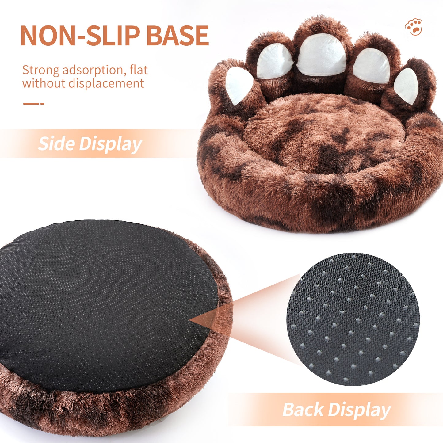 Cozy Bear-Paw Pet Kennel – Thickened Fluffy Bed with Washable Mat
